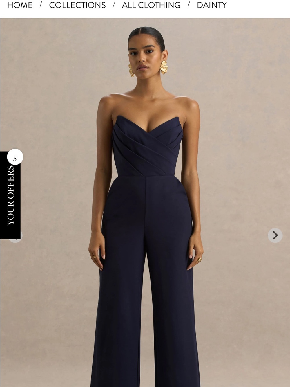 Club L London Navy Strapless Wide-Leg Jumpsuit